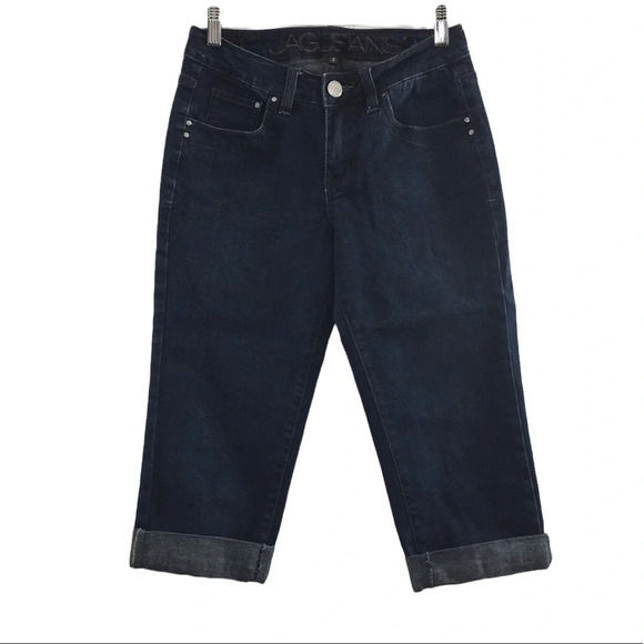 Jag Capri Cuffed Jeans Womens 2 Dark Wash Cotton Denim‎ Cuffed Relaxed - Picture 1 of 13
